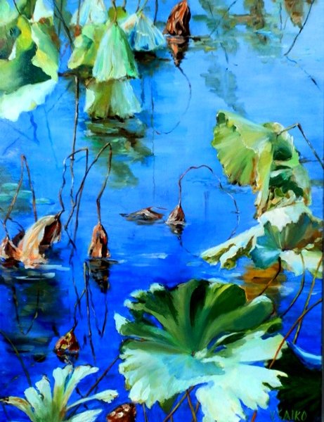 Lotus Pond 1, 18x24 inch, oil on canvas